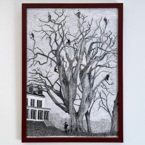 Bella Ahlman, tegning, galleri, kbh kunst, billig kunst, træ, sort hvid