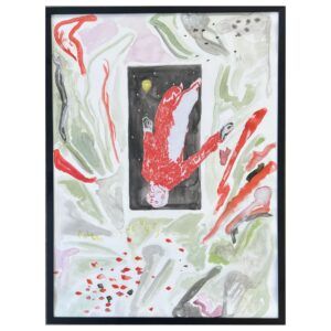 Alberte Fiona, akvarel, person, rød, grøn, galleri kbh kunst