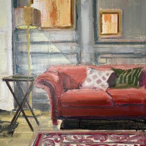 Hanne Schmidt, Galleri kbh kunst, maleri, interior, bolig, rum, hjem, stue, kunst til salg, kunsthandel, sofa