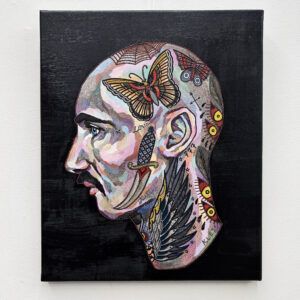 Maria Kleis, maleri, portræt, tattoo, tattovering, ansigt, galleri, kbh kunst, billig kunst