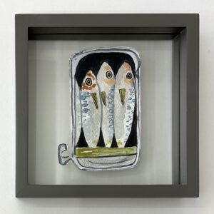 Marie Schack, Galleri, kbh, kunst, akvarel, sardiner, billig kunst