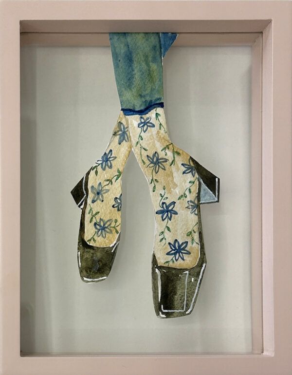 Marie Schack, Galleri, kbh, kunst, akvarel, udklip, billig kunst, dansesko, sko, fødder