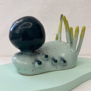 Tina Hvid, galleri kbh kunst, skulptur, stentøj, glasur, mint, teal, gul, blå